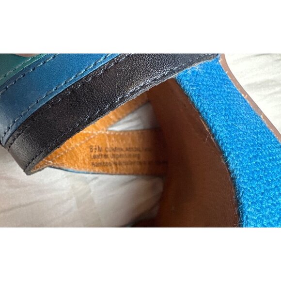 NAYA Mint Blue Black LEATHER Women Size 8 1/2 M Ankle Strap BAMBOO Heeled Sandal - Picture 9 of 9